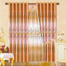 Hotsale design luxury printed orange curtains for villa